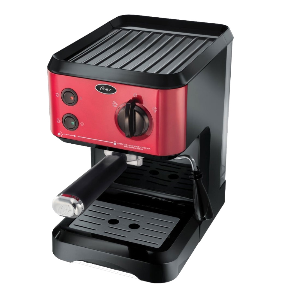 oster cafetera de vapor espreso y cappuccino bvstecmp65r roja