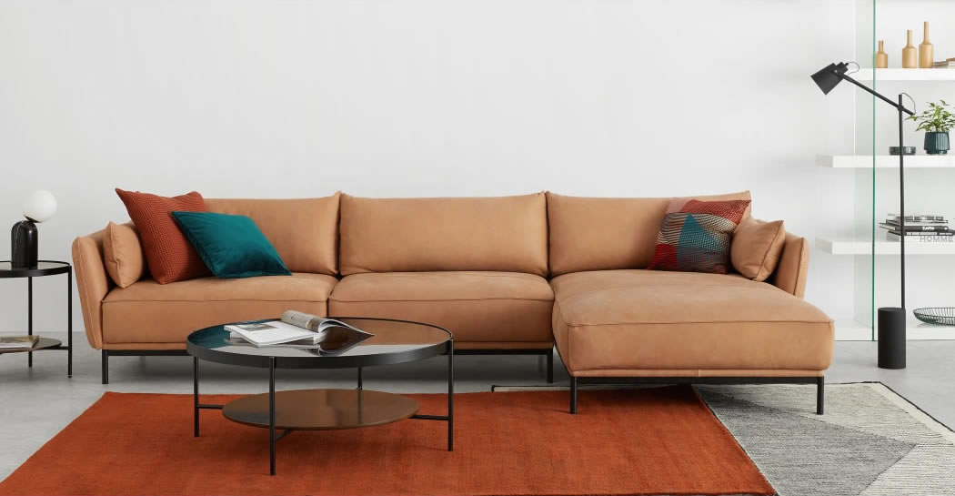 Ripley SOFÁ ESQUINERO CON CHAISE LONGUE A LA DERECHA ODELLE CAMELL