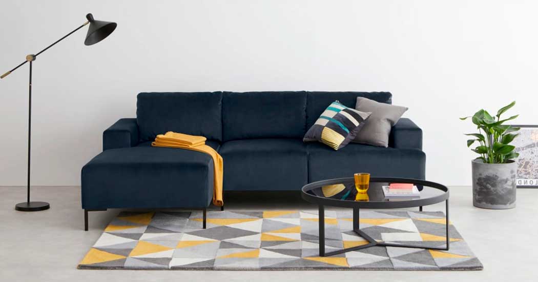 Ripley SOFÁ CON CHAISE LONGUE A LA IZQUIERDA FREDERIK AZUL ZAFIRO