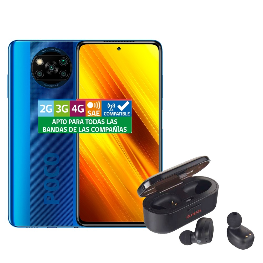 Ripley - XIAOMI POCO X3 128GB / 6GB RAM + CARCASA + AUDIFONOS AIWA AW6