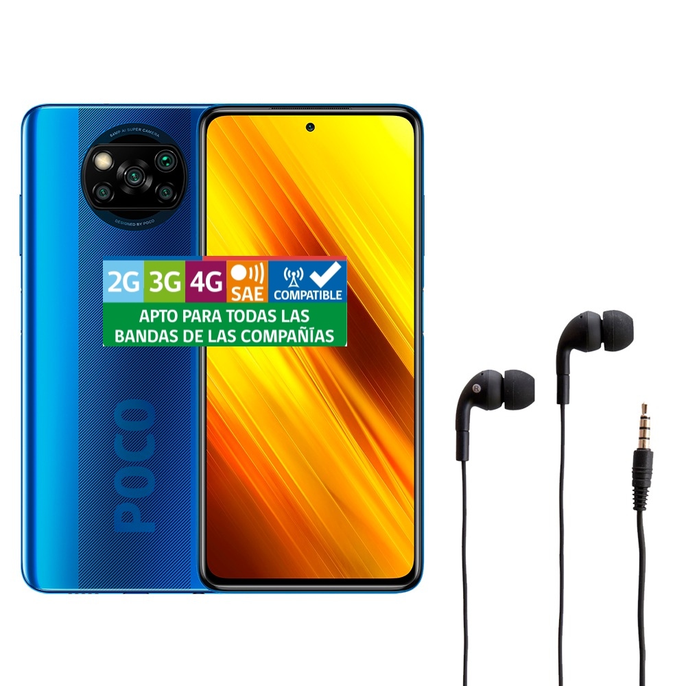 Ripley - XIAOMI POCO X3 128GB / 6GB RAM + CARCASA + AUDIFONOS AIWA I50