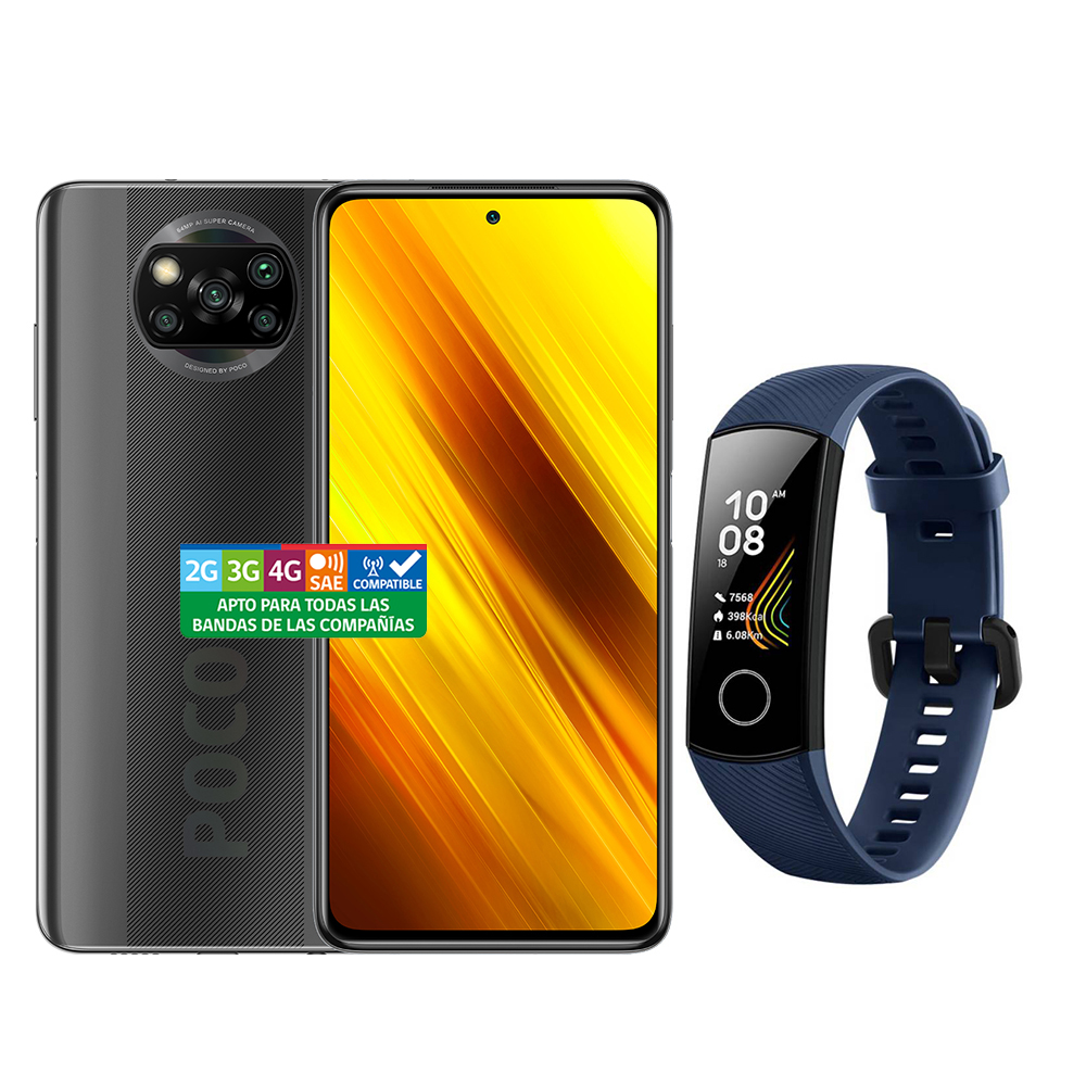 Ripley - XIAOMI POCO X3 128GB / 6GB RAM + CARCASA + HONOR BAND 5 AZUL