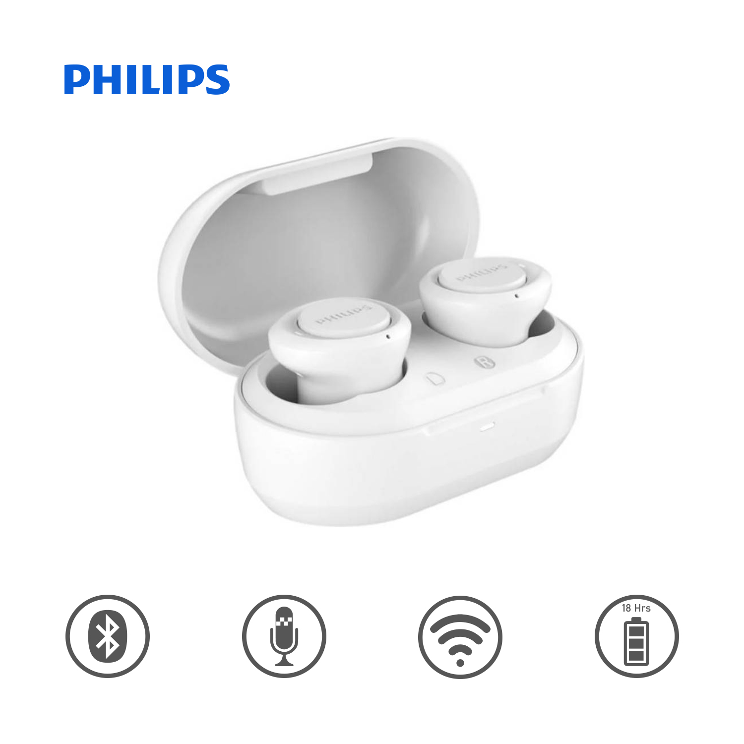 Ripley - PHILIPS AUDÍFONOS TRUE WIRELESS TAT1215 BLUETOOTH 18 HRS IPX4  -BLANCO