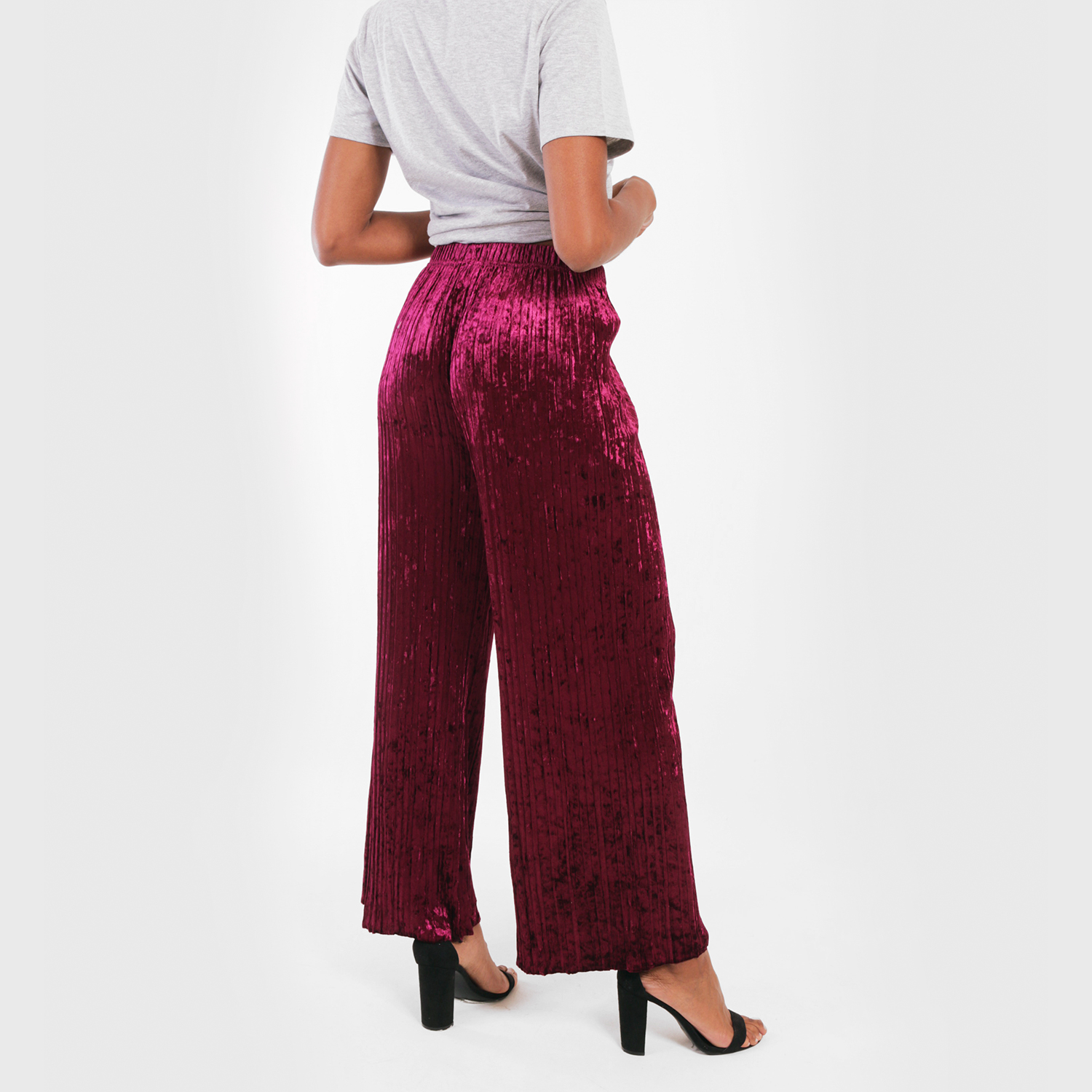 Ripley - PANTALON PALAZZO PLIZADO DE TERCIOPELO