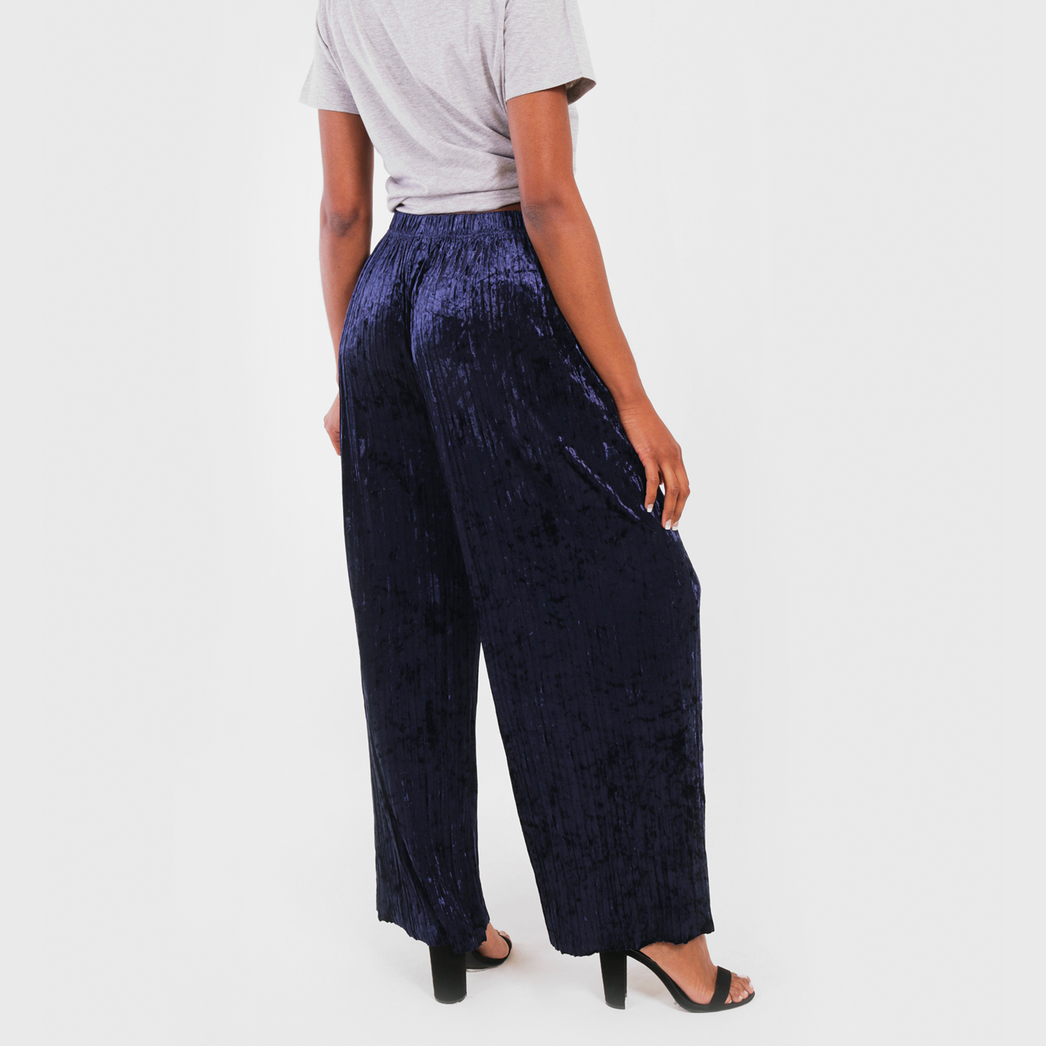Ripley - PANTALON PALAZZO PLIZADO DE TERCIOPELO