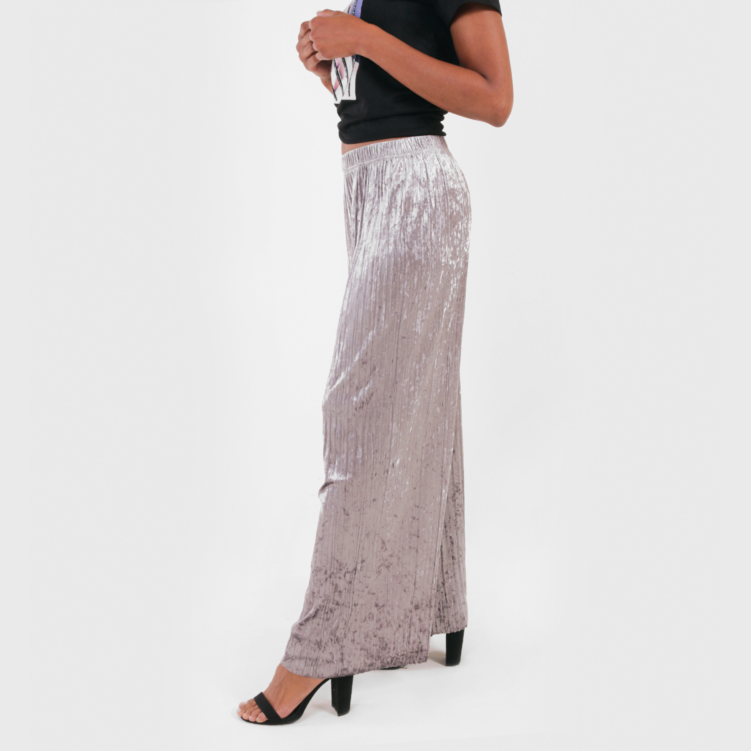 Ripley - PANTALON PALAZZO PLIZADO DE TERCIOPELO