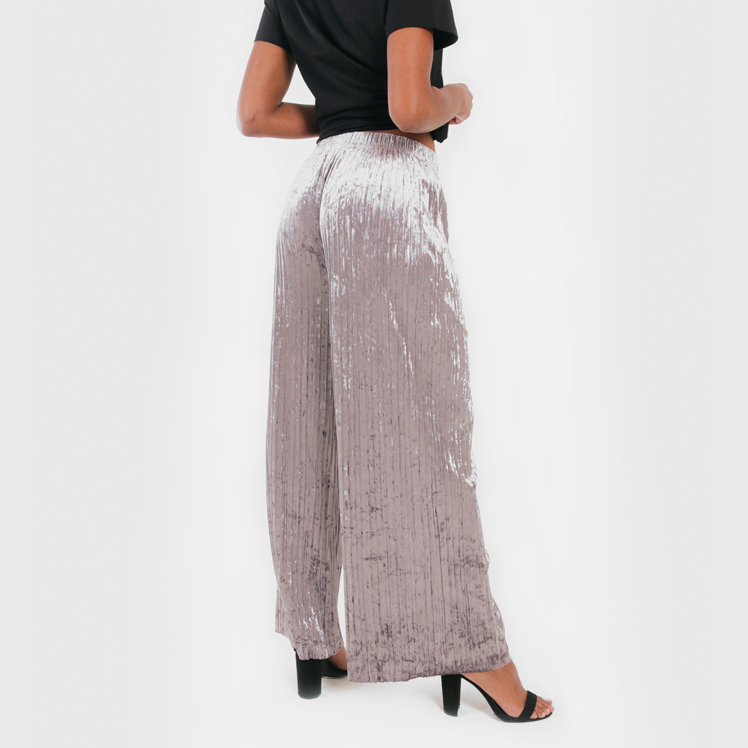 Ripley - PANTALON PALAZZO PLIZADO DE TERCIOPELO