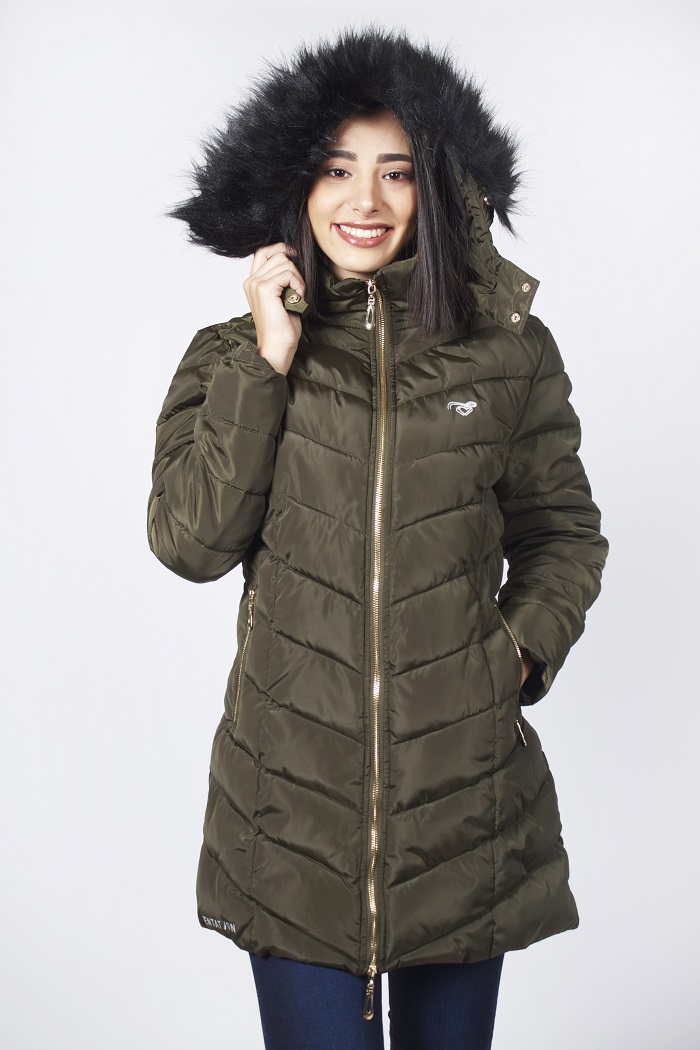 Ripley - PARKA LARGA CON GORRO DESMONTABLE Y PIEL