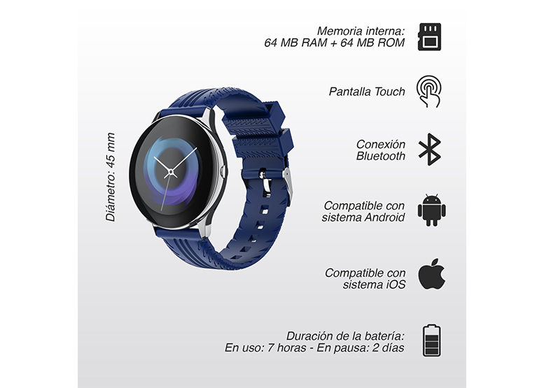 Ripley - RELOJ INTELIGENTE SMARTWATCH S8 AZUL