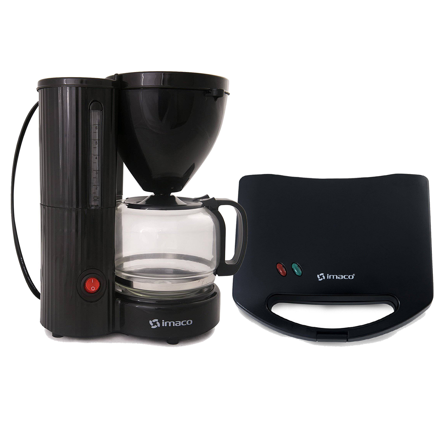 Ripley - IMACO CAFETERA ICM608 NEGRO COLOR NEGRO + IMACO SANDWICHERA  ANTIADHERENTE IST101N 750W COLOR NEGRO