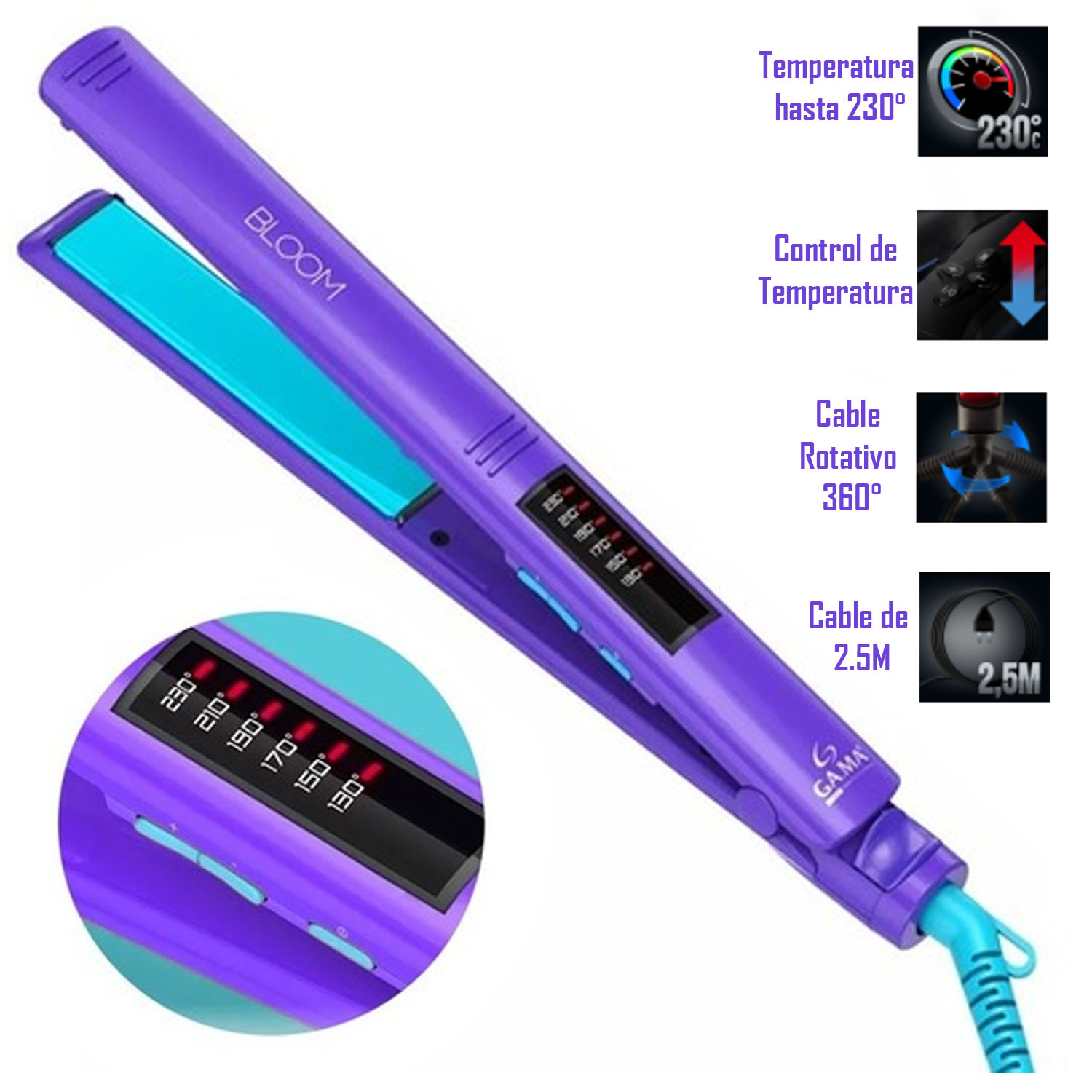 Ripley - ALISADORA GAMA ELEGANCE BLOOM CONTROL DE TEMPERATURA VIOLETA