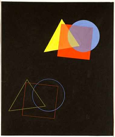 Eugene Batz, "The Spatial Effects of Colors and Forms" from Kandinsky's course (1929), Barbican. Photo via Bauhaus-Archiv. Eugene Batz, "The Spatial Effects of Colors and Forms" from Kandinsky's course (1929), Barbican. Photo via Bauhaus-Archiv.