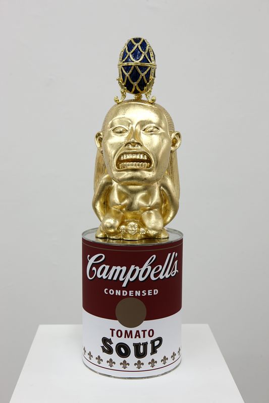 Danny MacDonald, A Totem Of Exaggerated Fictional Objects (Soup Can, Idol From "Raiders Of The Lost Arc", Faberge Egg), (2010) via Independent Danny MacDonald, A Totem Of Exaggerated Fictional Objects (Soup Can, Idol From "Raiders Of The Lost Arc", Faberge Egg), (2010) via Independent