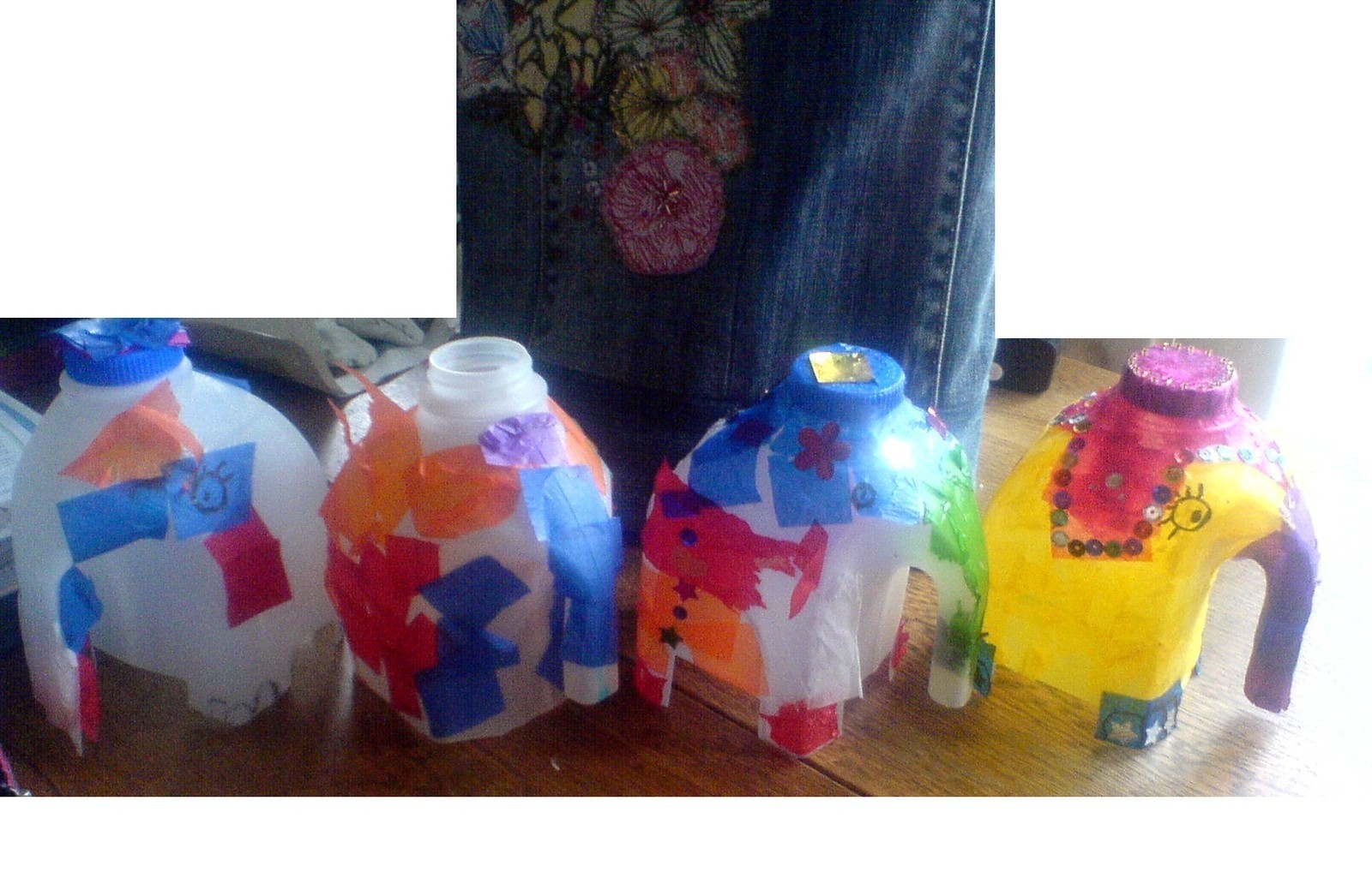 Milk Bottle Elephants · A Plastic Bottle Model · Beadwork and