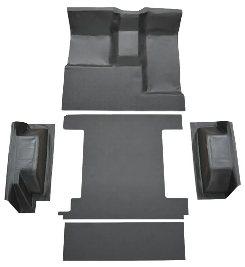 1966-1976 Ford Bronco (Early Bronco) Carpet Replacement - Vinyl - Complete | Fits: 1 Gas Tank, Complete without Tailgate Lock, Without tailgate lock