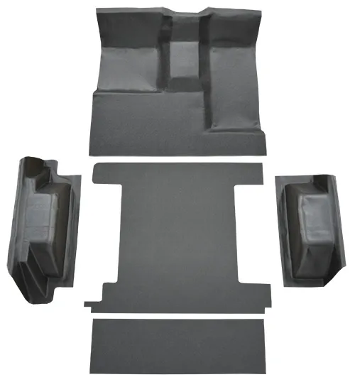 1966-1976 Ford Bronco (Early Bronco) Carpet Replacement - Vinyl - Complete | Fits: 2 Gas Tanks, Complete without Tailgate Lock, Without tailgate lock