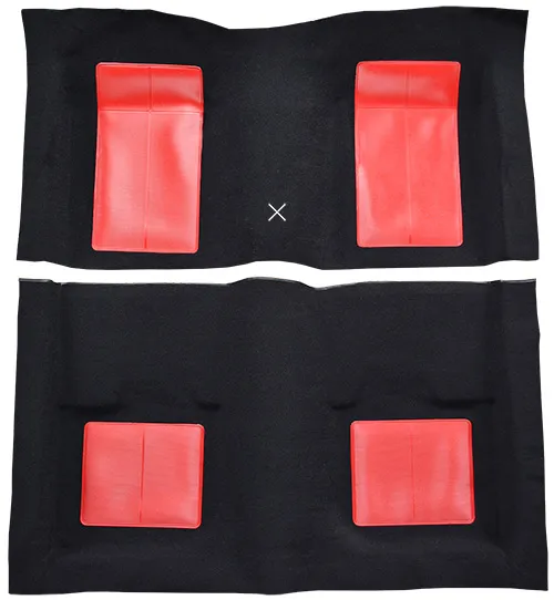 1969 Ford Mustang Carpet Replacement - Nylon - Complete | Fits: Fastback, Mach I with 4 Red Inserts with Shifter Cut