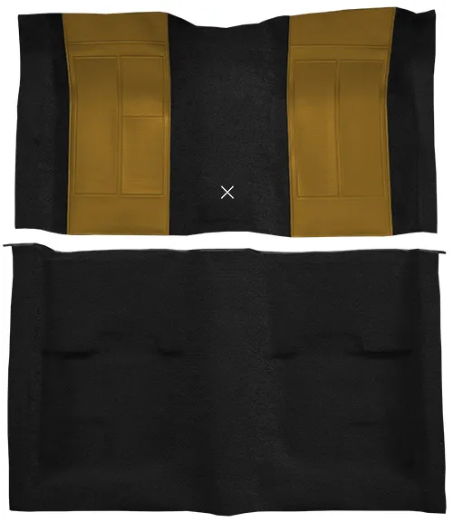 1970 Ford Mustang Mach 1 Carpet Replacement - Nylon - Complete | Fits: Fastback, with 2 Ivy Gold Inserts with Shifter Cut