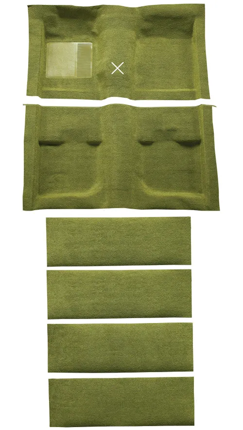 1971-1973 Ford Mustang Carpet Replacement - Nylon - Complete | Fits: Fastback, with Folddowns with Shifter Cut
