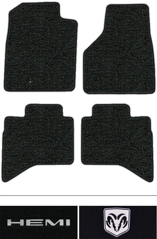 2011-2012 Dodge Ram 1500 Floor Mats (Logos Available) - 4pc - Cutpile | Fits: Quad Cab
