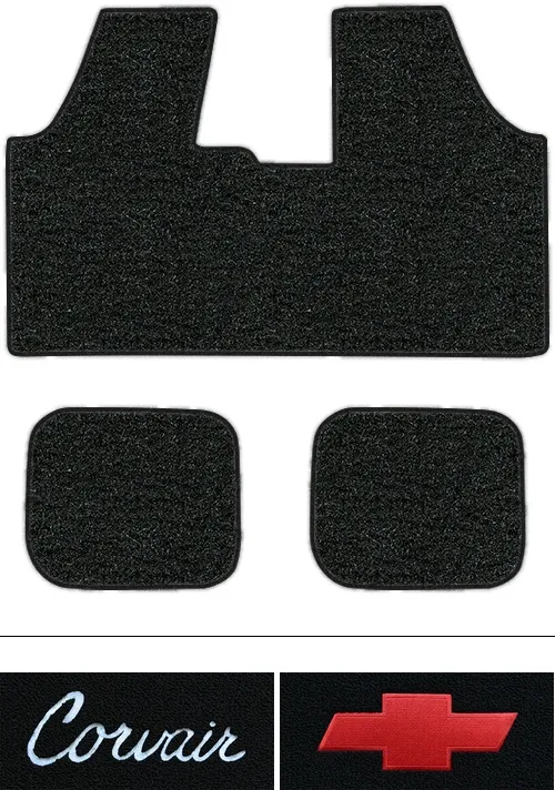 1965-1969 Chevy Corvair Floor Mats (Logos Available) - 3pc - Loop | Fits: Column Shift, 1pc Frt & 2pc Rrs