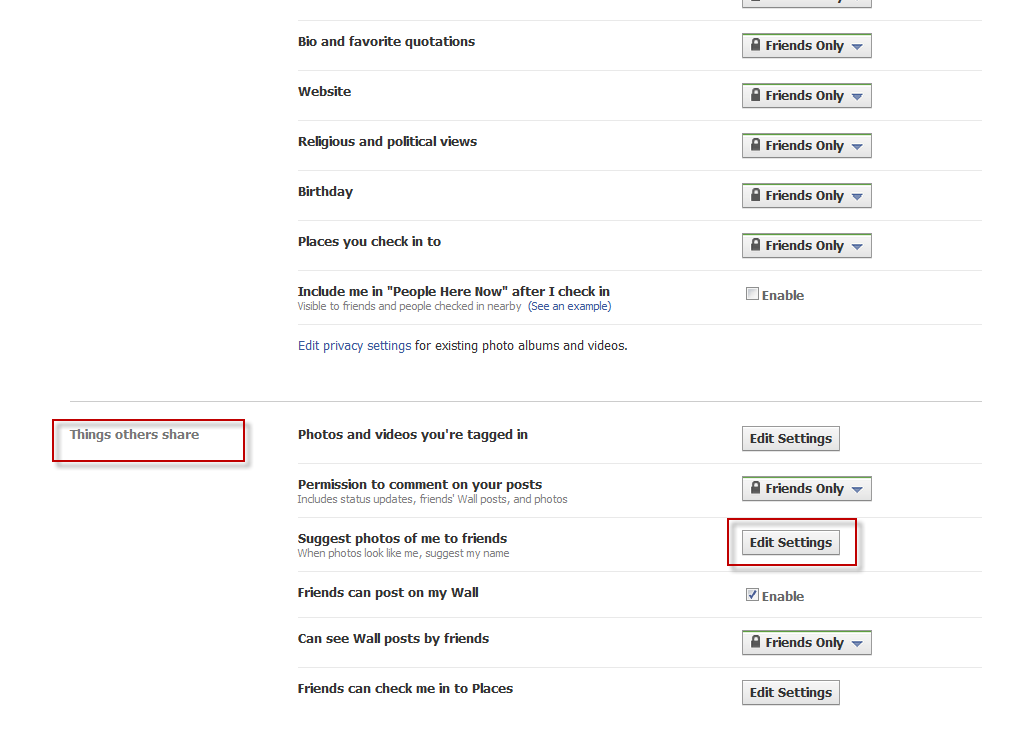 Facebook Privacy Things Others Share Screenshot