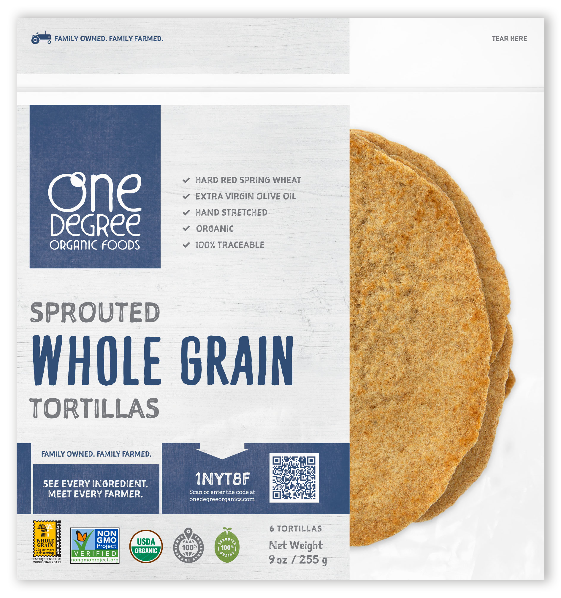 Heritage Whole Grain Tortillas One Degree Organics