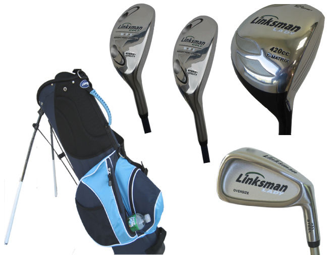 NEW LINKSMAN GOLF X7 COMPLETE WOMENS OVERSIZE CLUB SET BAG IRONS WOODS