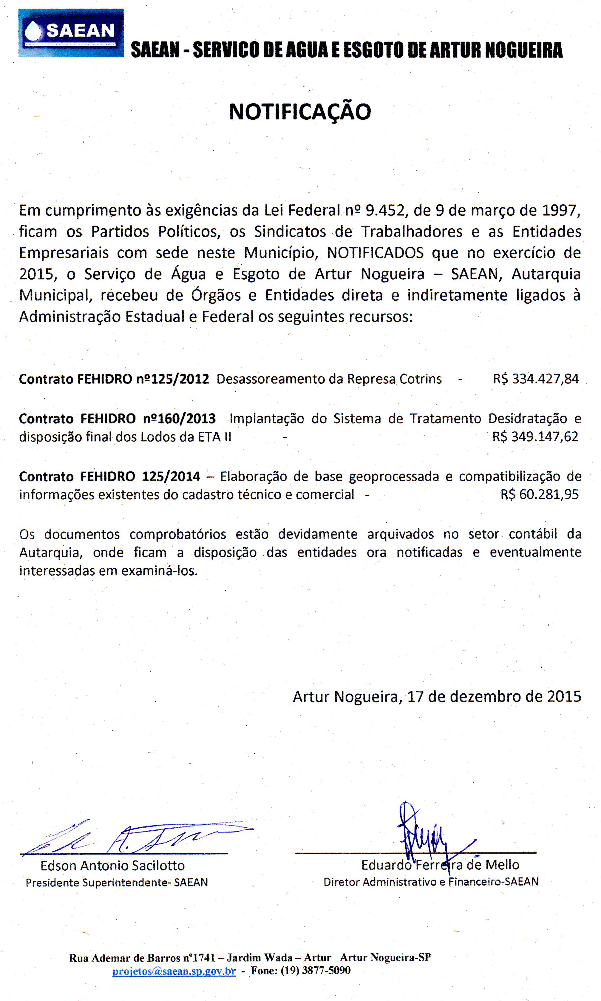 NOTIFICAÇAO