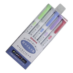 Mild Liner Set of 5 Colors ~ New Smoky Color Highlight Marker