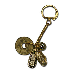 Gold Lucky Coin ( 5yen ) Key Chain with Waraji Charm