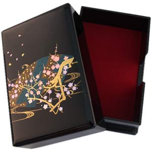 Elegant Sakura Genuine Laquered Business Card Box