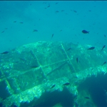 Underwater view from catamaran