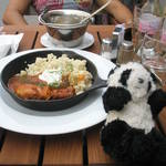 AMAZING!!! traditional Hungry food.  Paprika chicken and Goulash stew. Pandito is even smilling!
