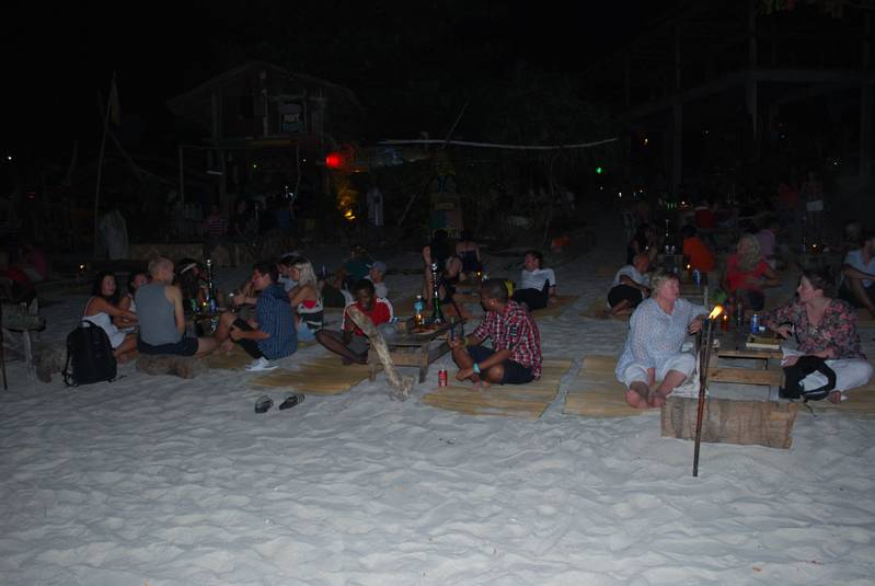 One of many beach bars, at night (with poor flash!) :-)