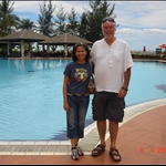 Kevin and I at the poolside of Miri Marriott Hotel
