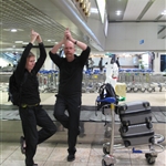 Hasse and Karin practising some yoga