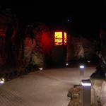 Path outside the Blue Lagoon Restaurant, featuring the Moon and Jupiter