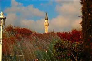 One of the tower of the Blue Mosque of Sultanahmet
