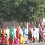 Ladies protesting to stop use of plastic bags