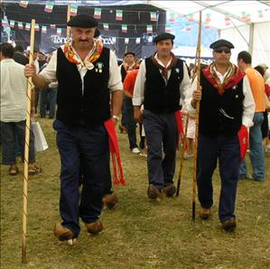 At the cheese festive we saw men on stilt clogs...
