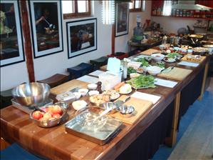 The Hutong kitchen, all set up ready for the German guests