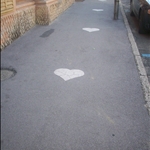 The little hearts the school children follow so they dont get lost.