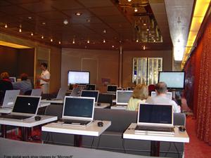 first time offered by Microsoft for the ship- -a free class of digital workshop .Sessions were repeated throughout the cruise.
