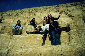 sitting on the pyramids
