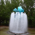 one of many GLASS sculptures on exhibit at the Gardens, St. Louis, Missouri, U.S.