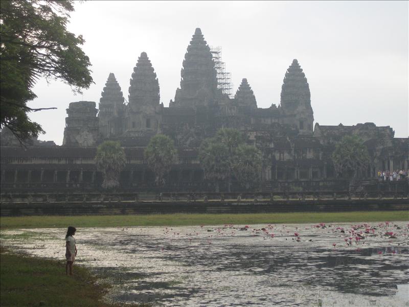 Girl at the lotus pond, Angkor Wat 
