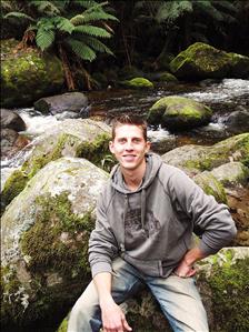 Our first trip to a waterfall, just stopping for a break