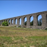 High aqueduct on the edge of town....
