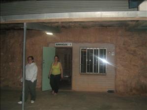 Nicki and Jenni coming out of our hostel